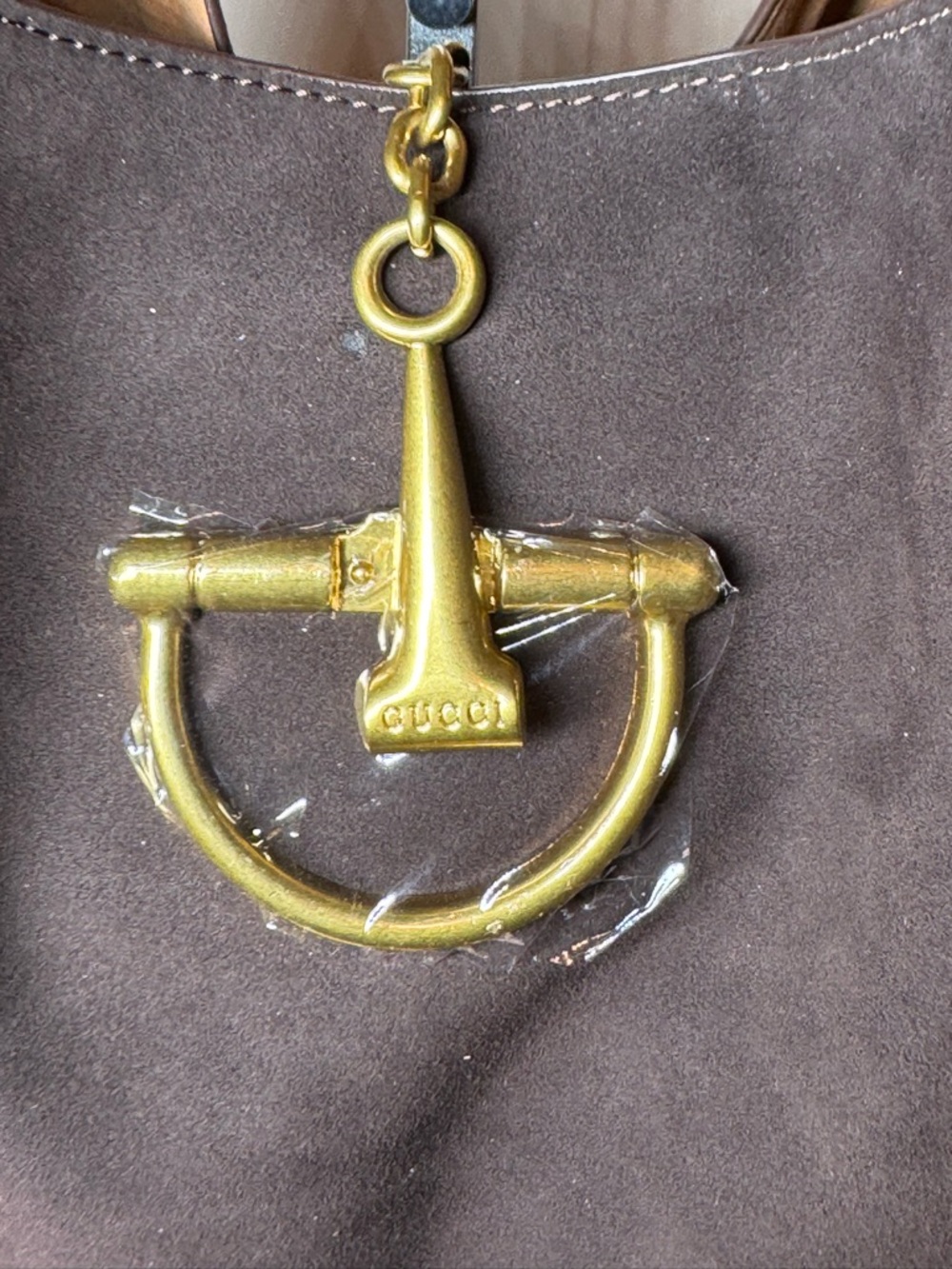 Dark Brown Women's Shoulder Bag with Gold Accent - Picture 4 of 4